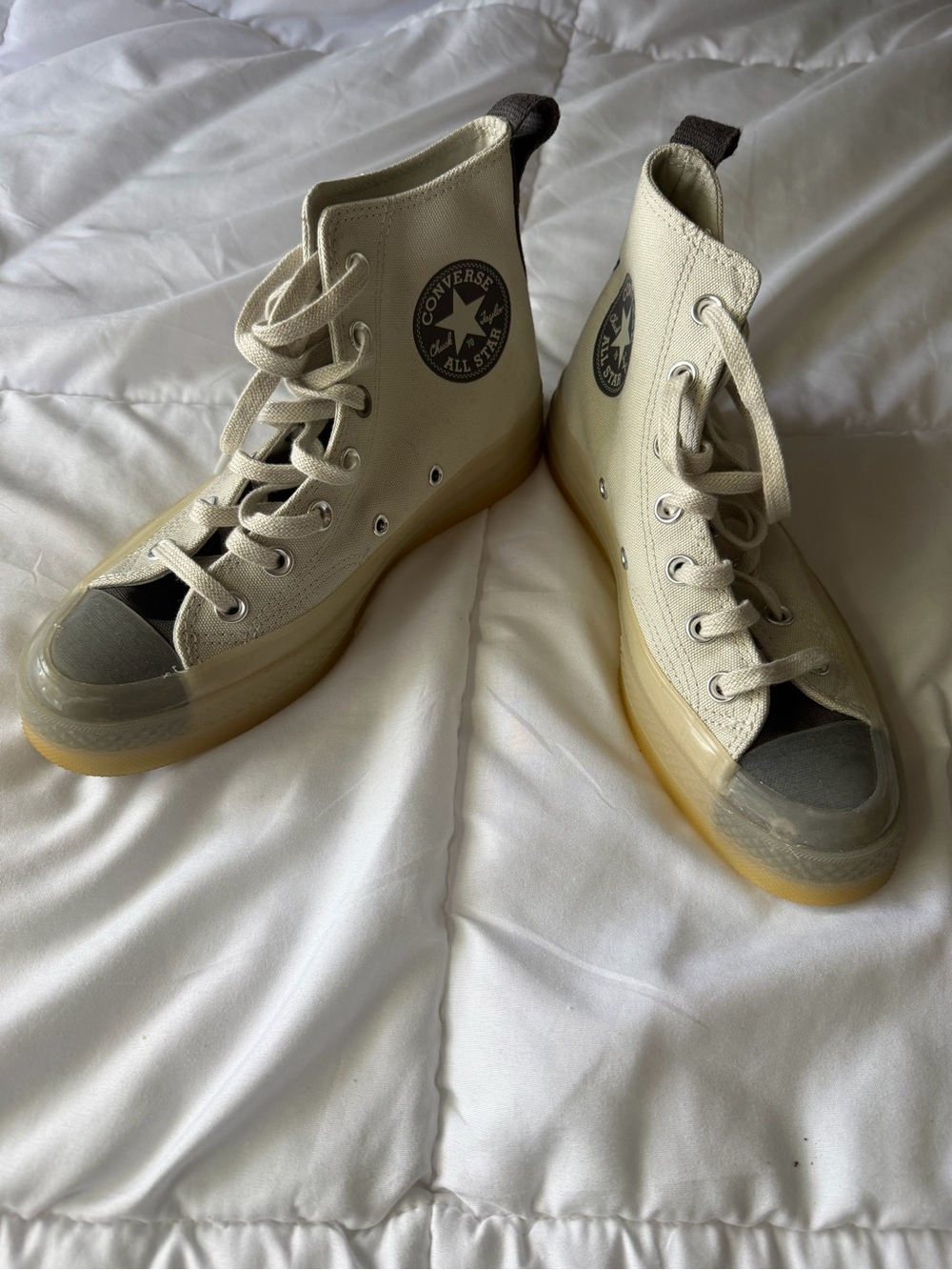 Converse High Top Sneakers in Off-White and Black
